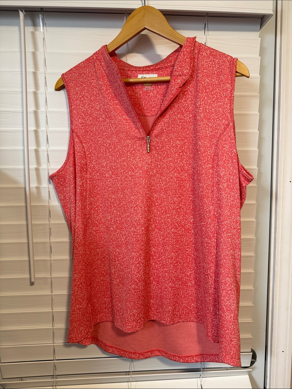 Greg Norman Collection Coral Sleeveless Zip Mock Neck Tank